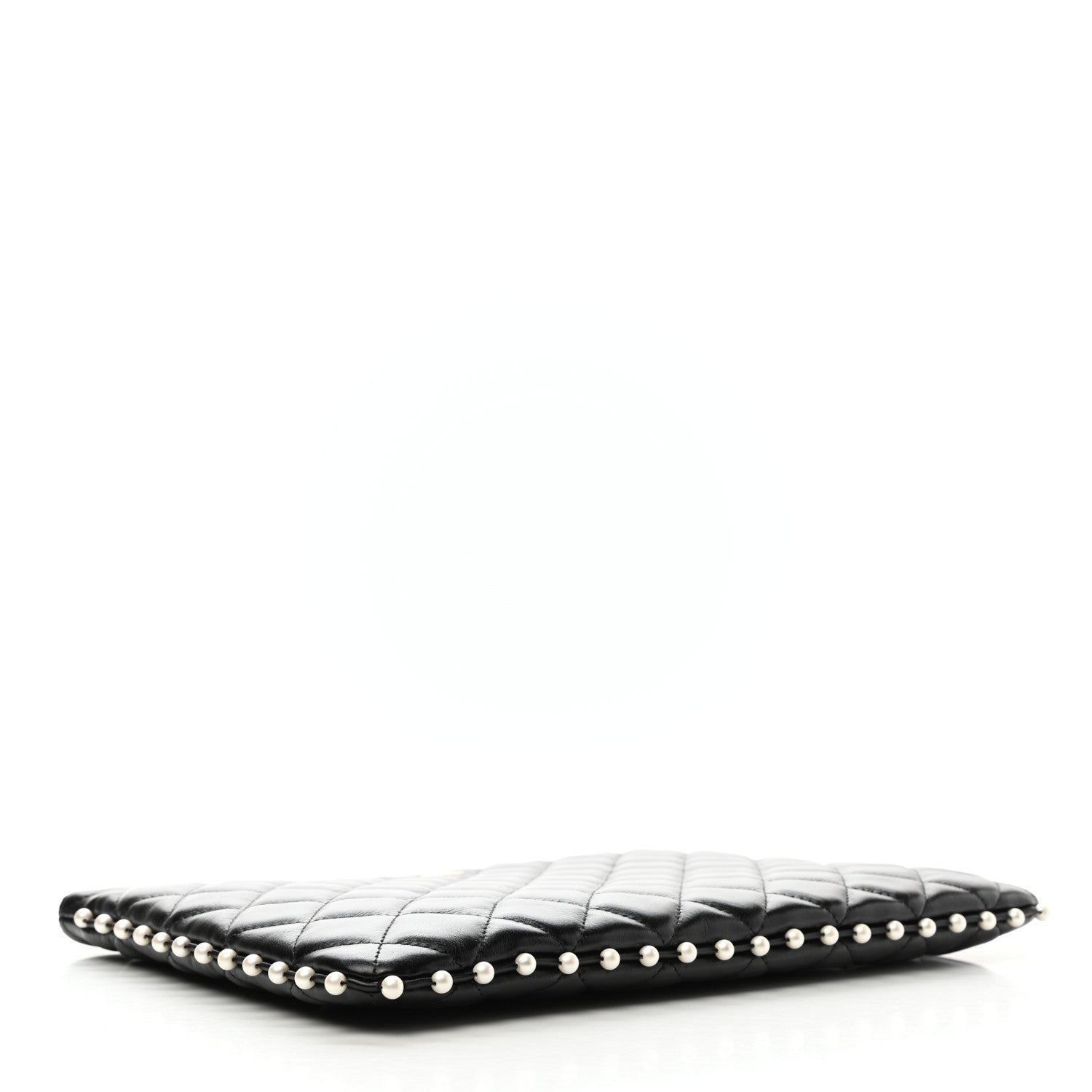 Chanel Calfskin Quilted Pearl Medium Cosmetic Case Black 4 of 8