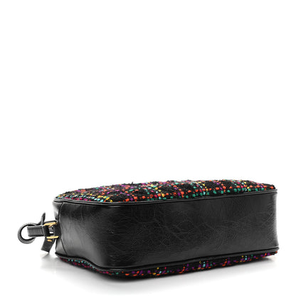 Saint Laurent Tweed Calfskin Monogram Lou Camera Bag Black 4 of 12