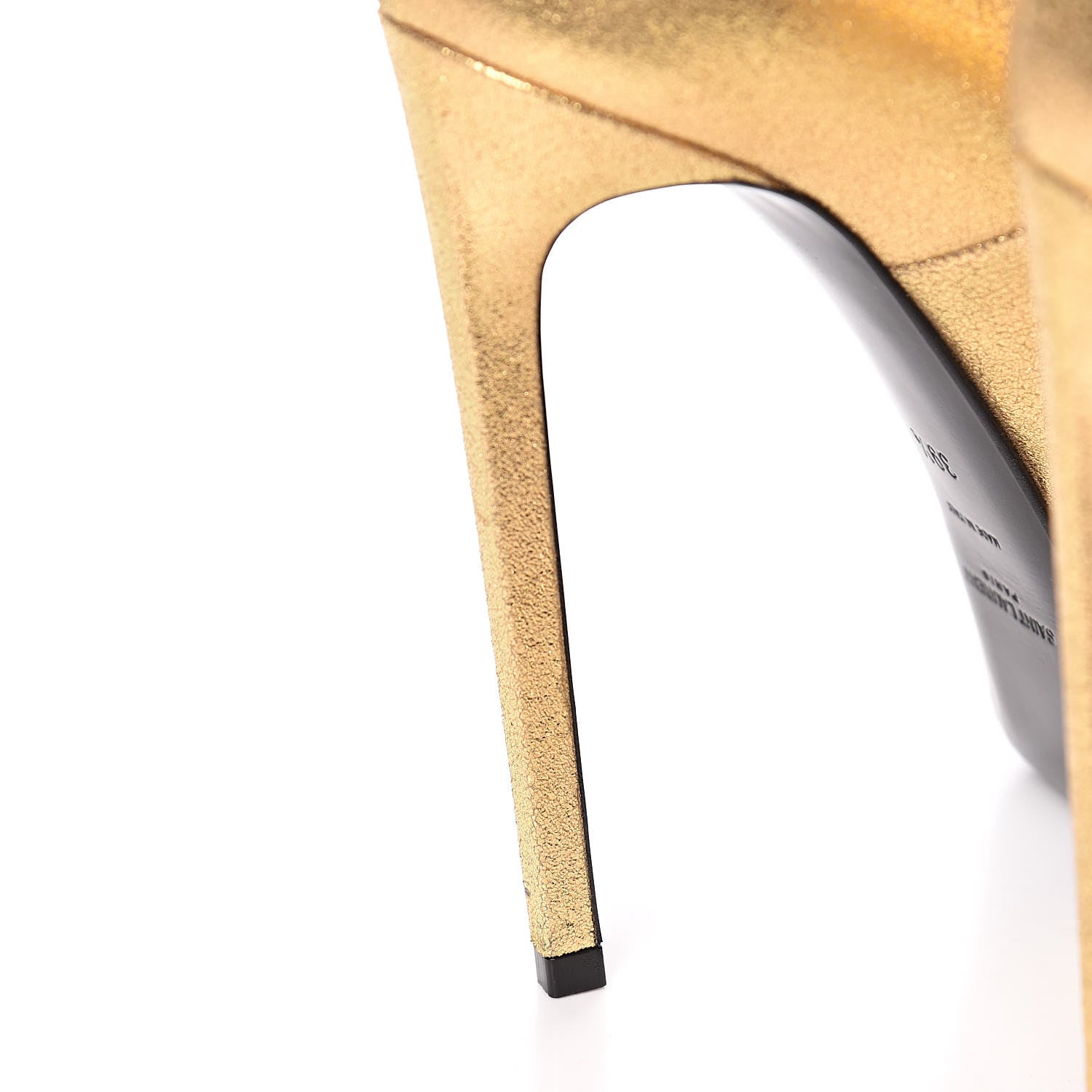 Saint Laurent Metallic Grained Calfskin Janis 105 D'Orsay Pumps 39.5 Black Gold 15 of 16