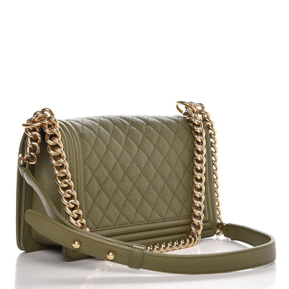 Chanel Caviar Quilted Medium Boy Flap Green 3 of 8