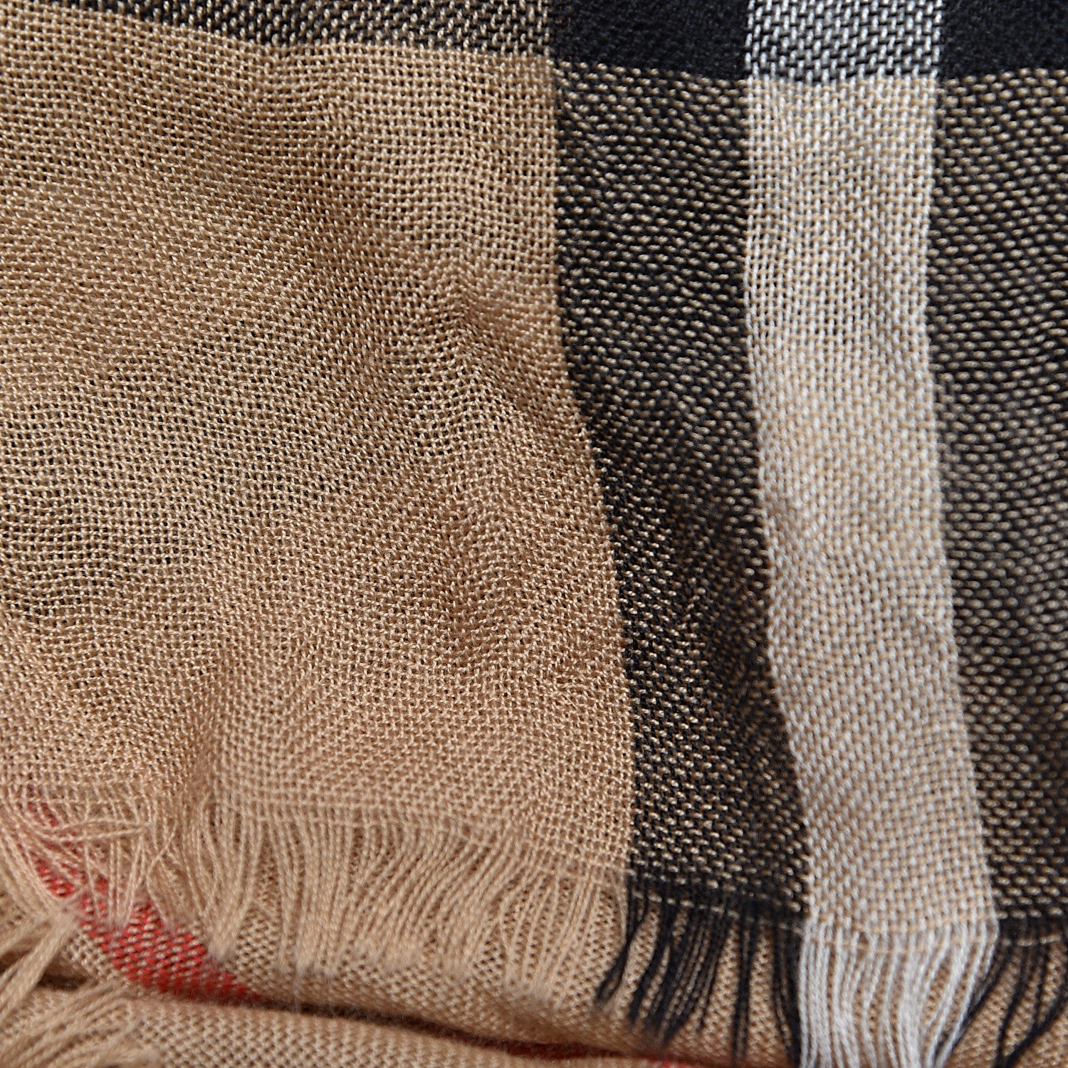 Burberry Cashmere Giant Check Lightweight Scarf Camel 8 of 9