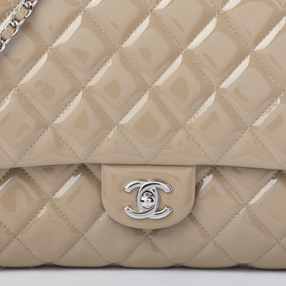 Chanel Patent Quilted Clutch with Chain Flap Beige 10 of 10