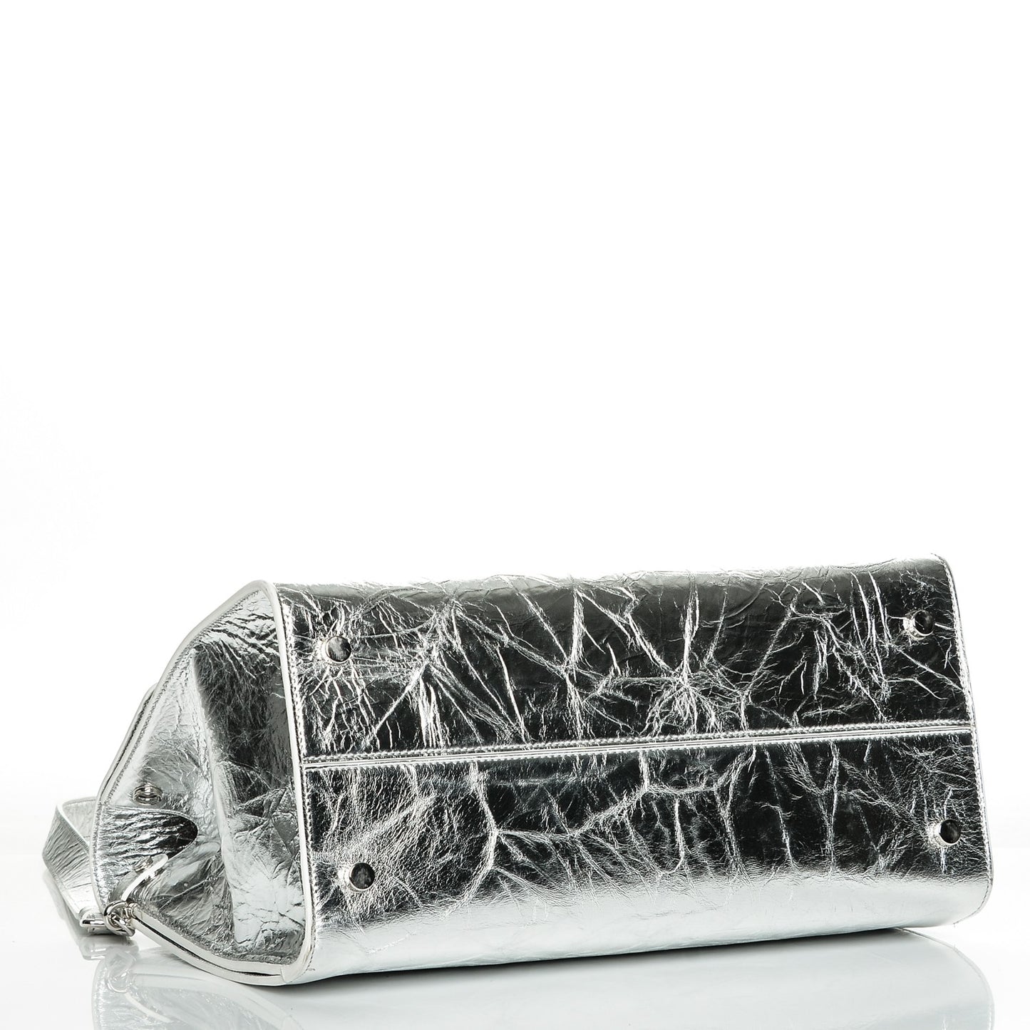 Metallic Calfskin Large Diorever Flap Silver