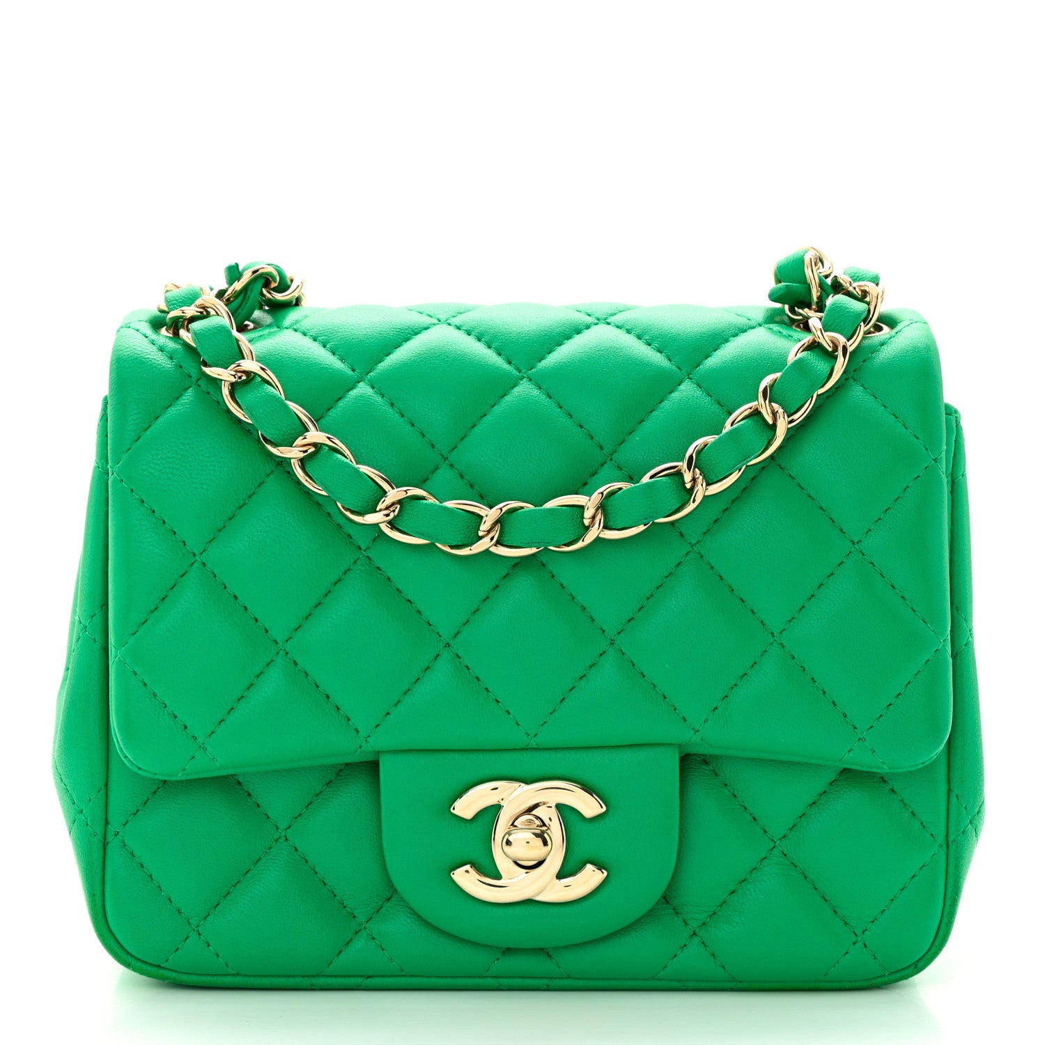 Chanel Lambskin Quilted Mini Square Flap Green 1 of 16