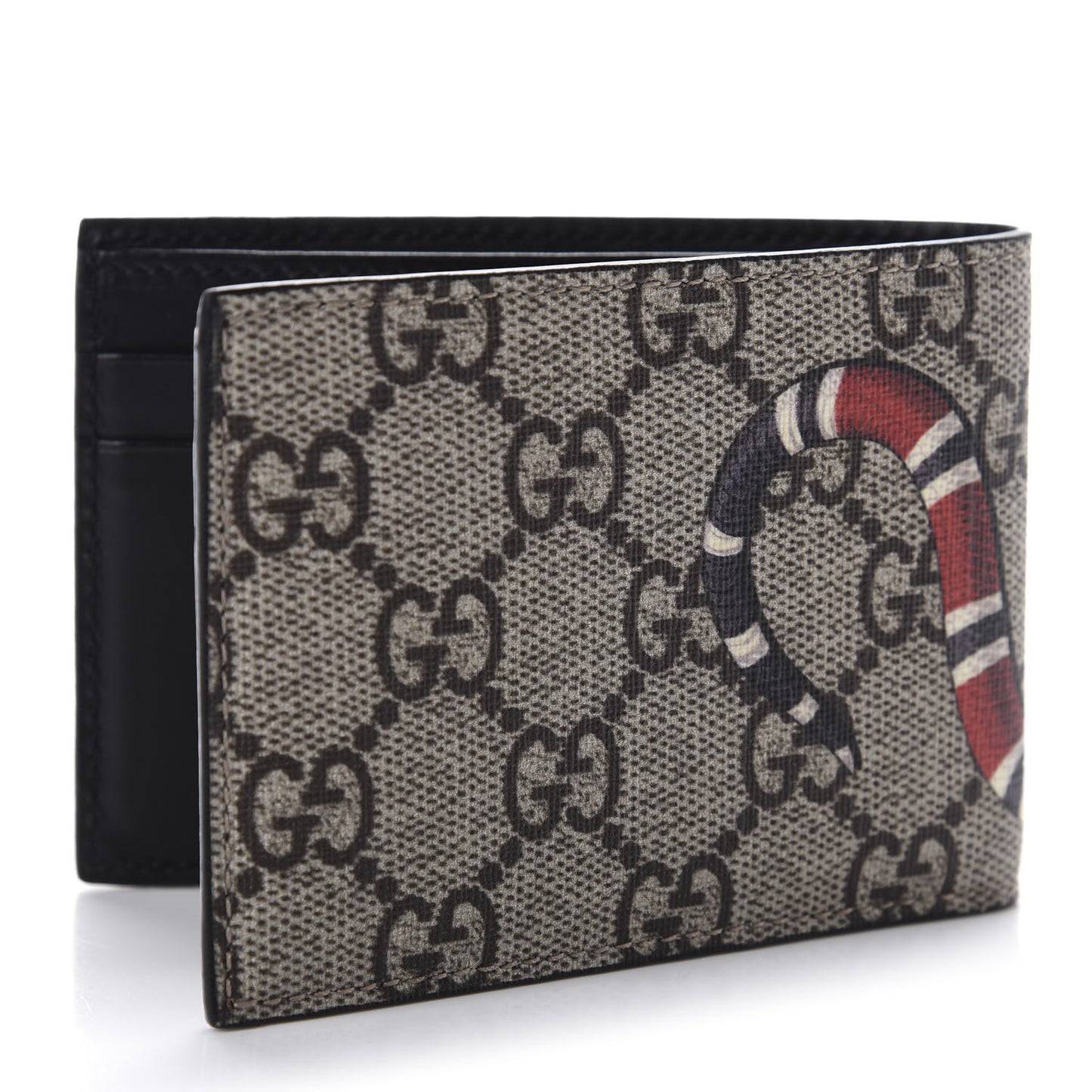 GG Supreme Monogram Kingsnake Bi-Fold Wallet Beige