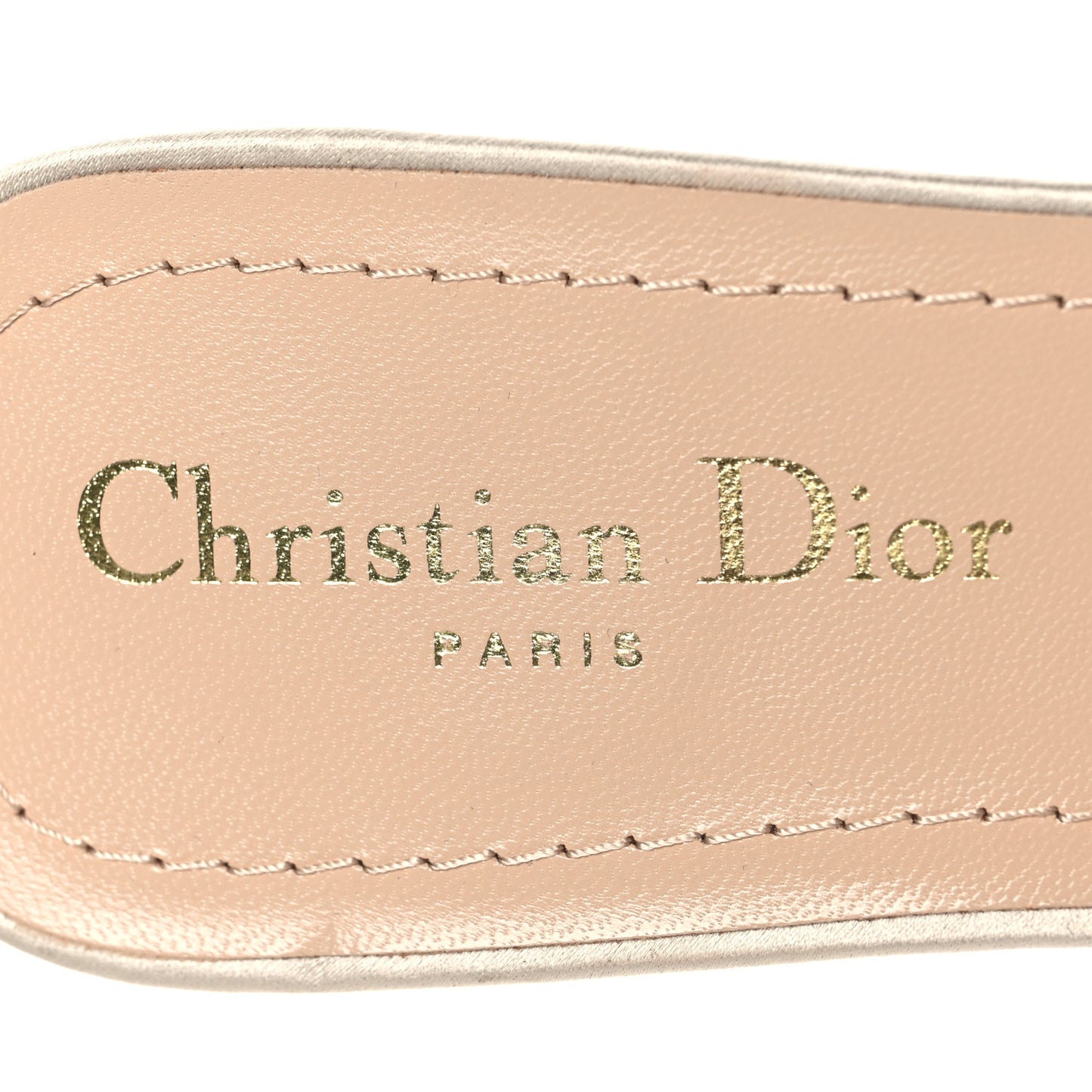 Metallic Satin Embroidered Dway 35mm Slide Sandals 40 Pale Gold