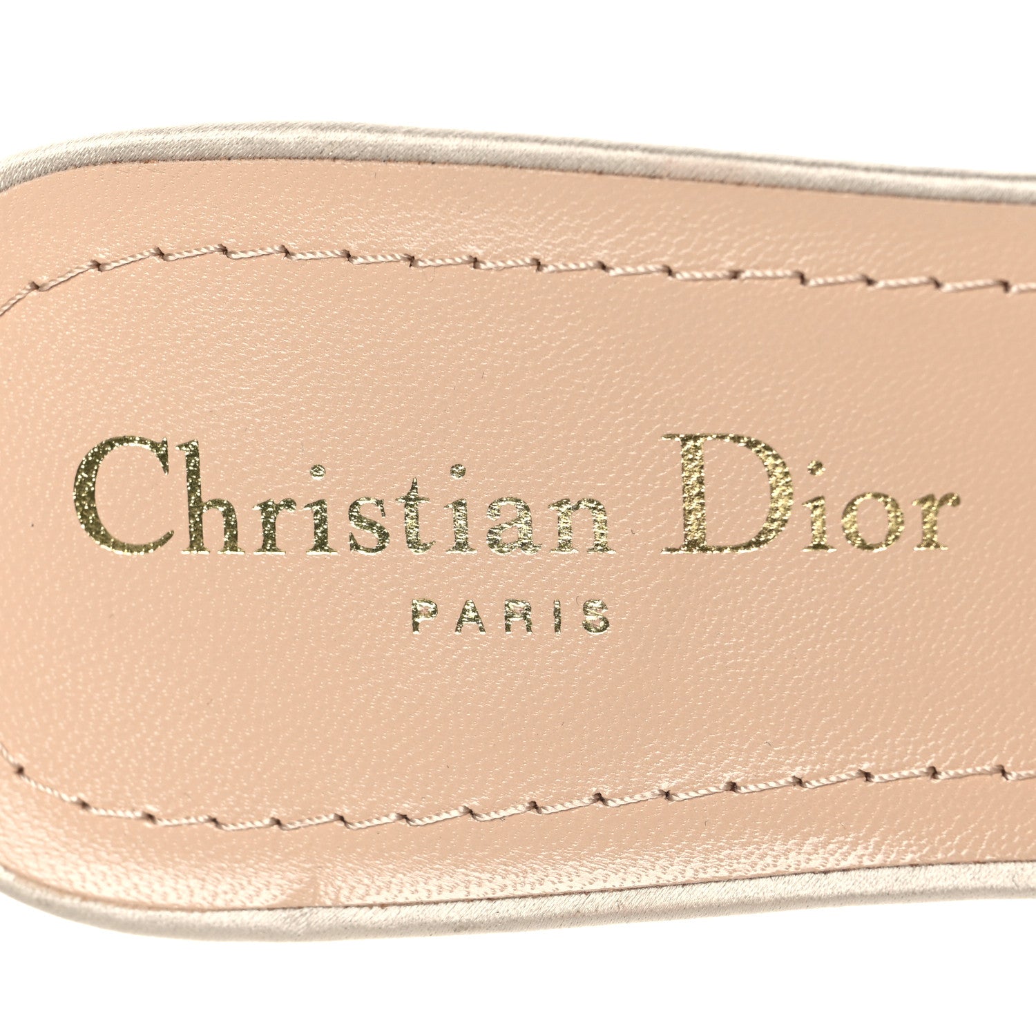 Christian Dior Metallic Satin Embroidered Dway 35mm Slide Sandals 40 Pale Gold 9 of 10