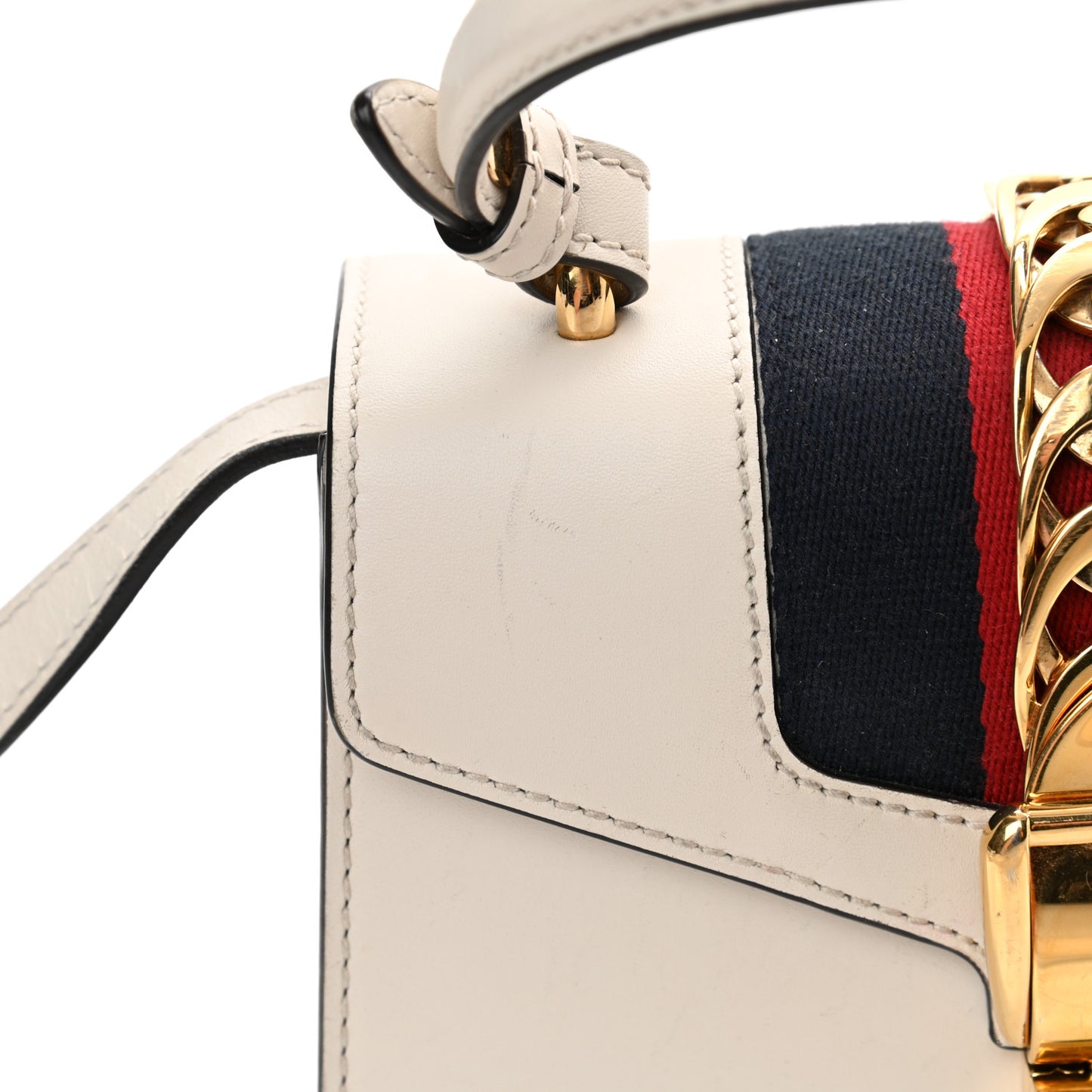 Calfskin Mini Sylvie Top Handle Bag White