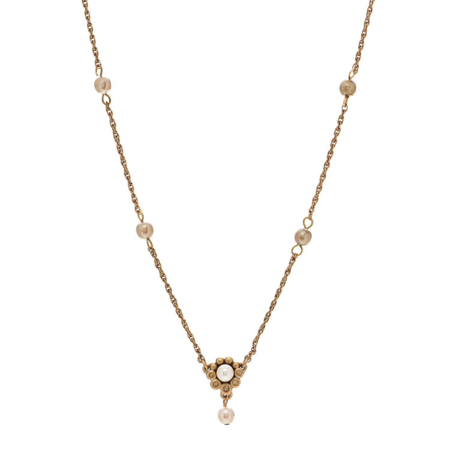 Christian Dior Pearl Long Necklace Gold 1 of 7
