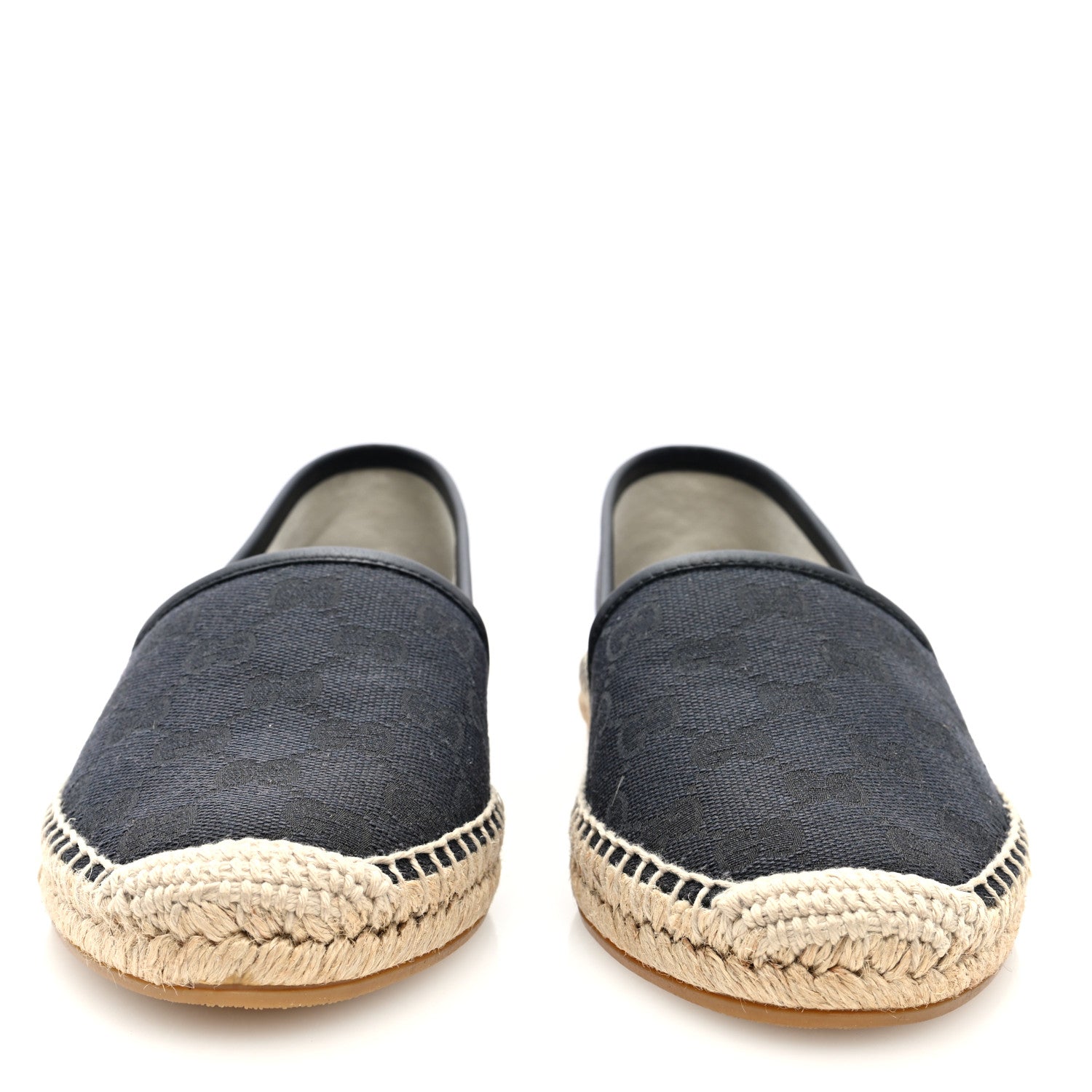 Gucci Washed Cotton Miro Soft Calfskin GG Monogram Espadrilles 37.5 Black 3 of 9