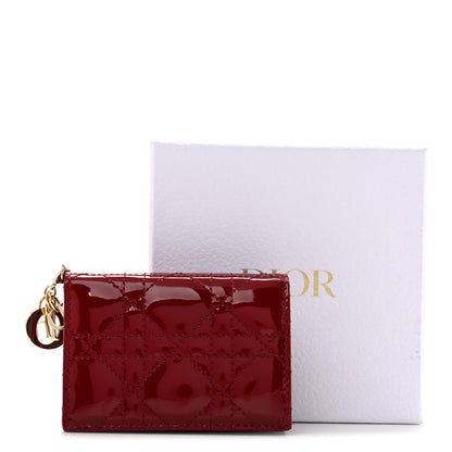 Christian Dior Patent Cannage Small Lady Dior Flap Card Holder Cherry Red 8 of 8