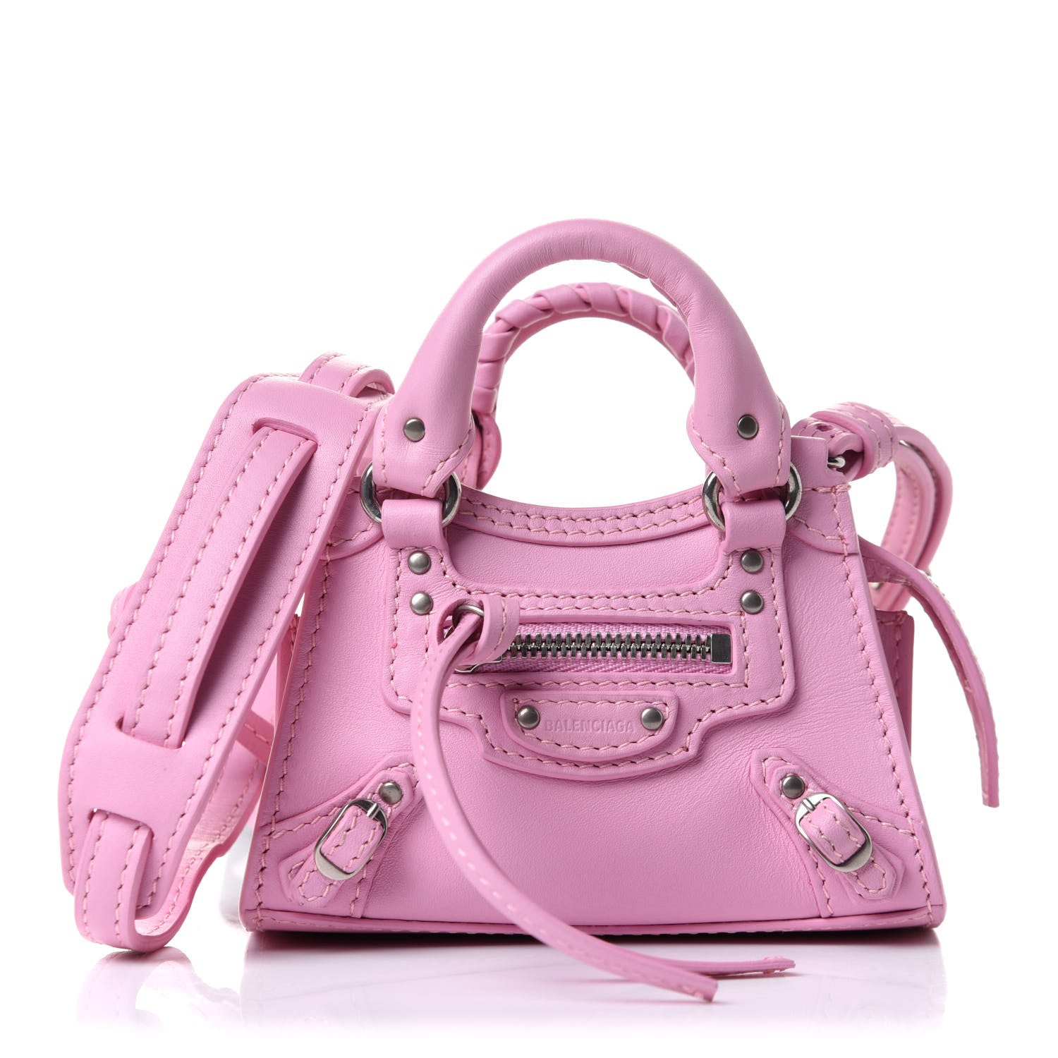 Balenciaga Smooth Calfskin Neo Classic Silver Hardware Super Nano City Crossbody Candy Pink 2 of 15