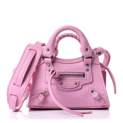 Balenciaga Smooth Calfskin Neo Classic Silver Hardware Super Nano City Crossbody Candy Pink 2 of 15