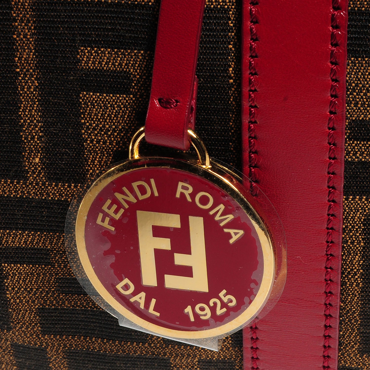 Fendi Zucca Calfskin Medium Convertible Boston Satchel Tobacco Granada 5 of 12
