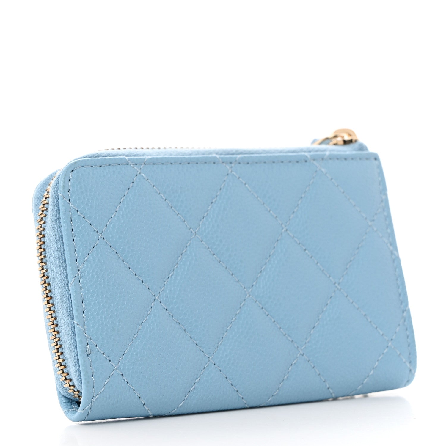 Chanel Caviar Quilted Zipped Key Holder Case Light Blue 3 of 7