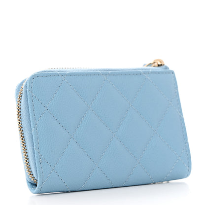 Chanel Caviar Quilted Zipped Key Holder Case Light Blue 3 of 7