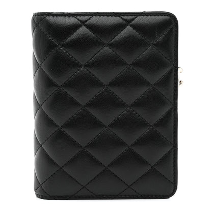 Chanel Lambskin Quilted Zip Around Coin Purse Wallet Black 1 of 11