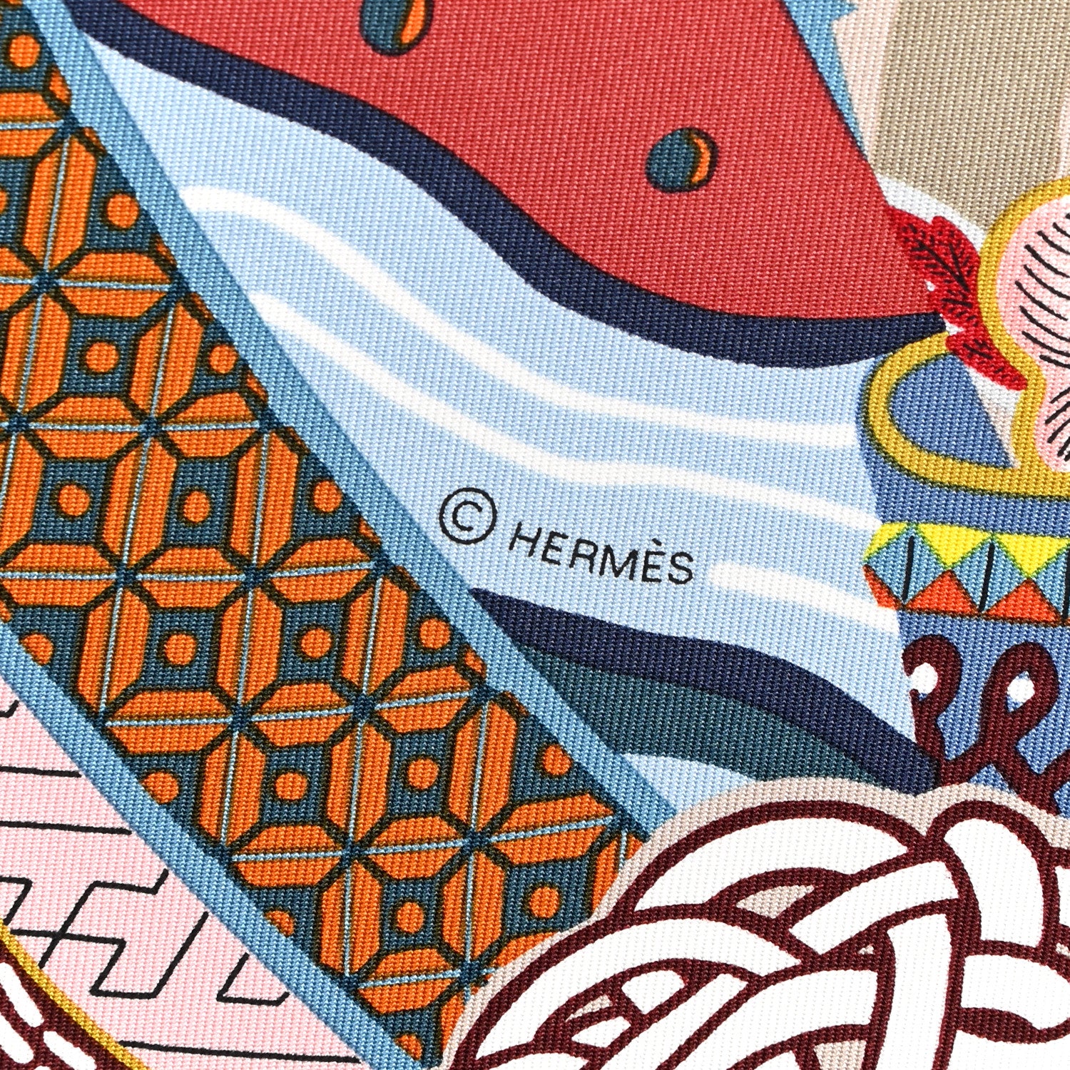 Hermes Silk Twill Duo Cosmique Scarf 90 Bleu Ciel Brique 4 of 5