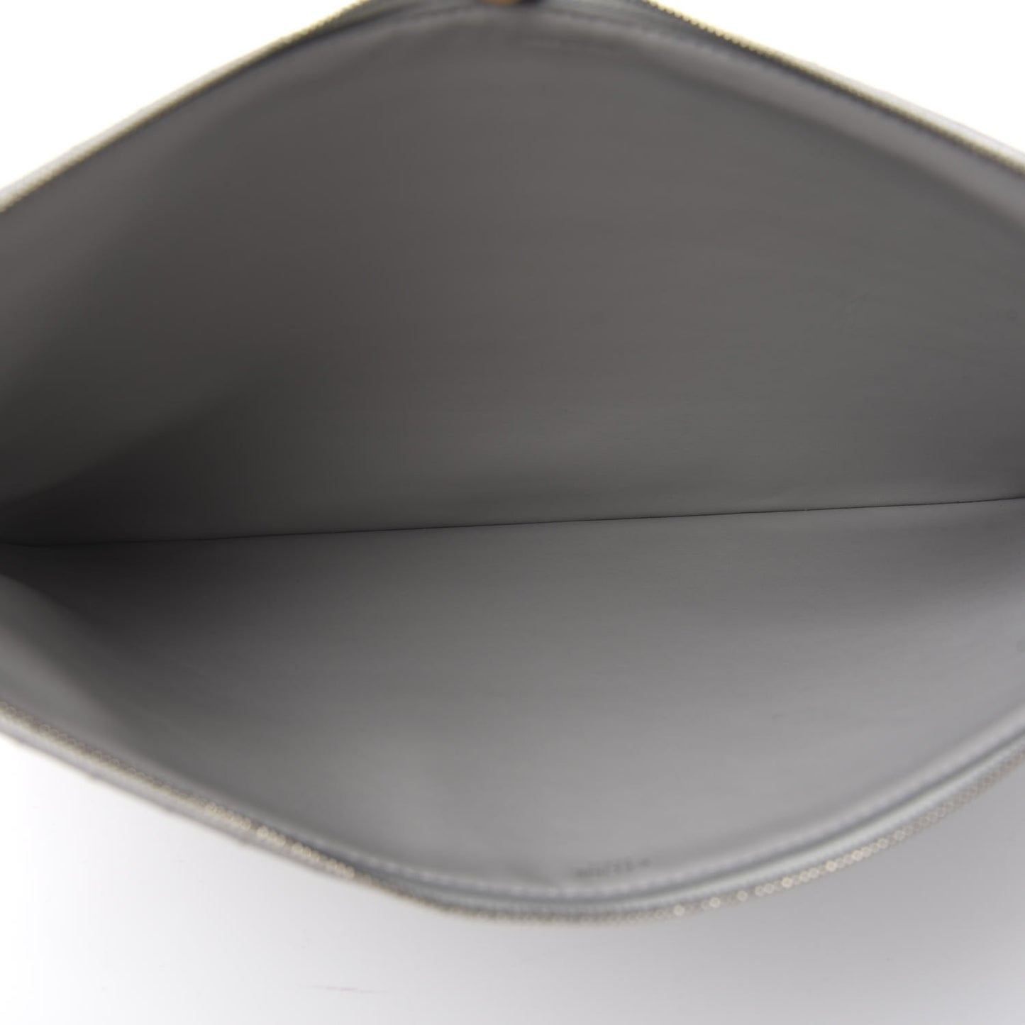 Lambskin Quilted Zip Pouch Grey