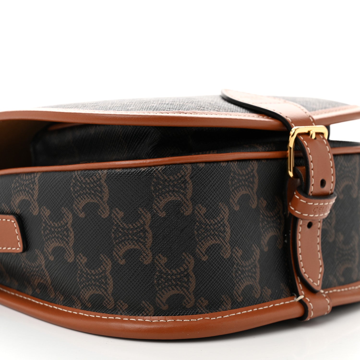 Celine Triomphe Canvas Medium Folco Bag Tan 8 of 9
