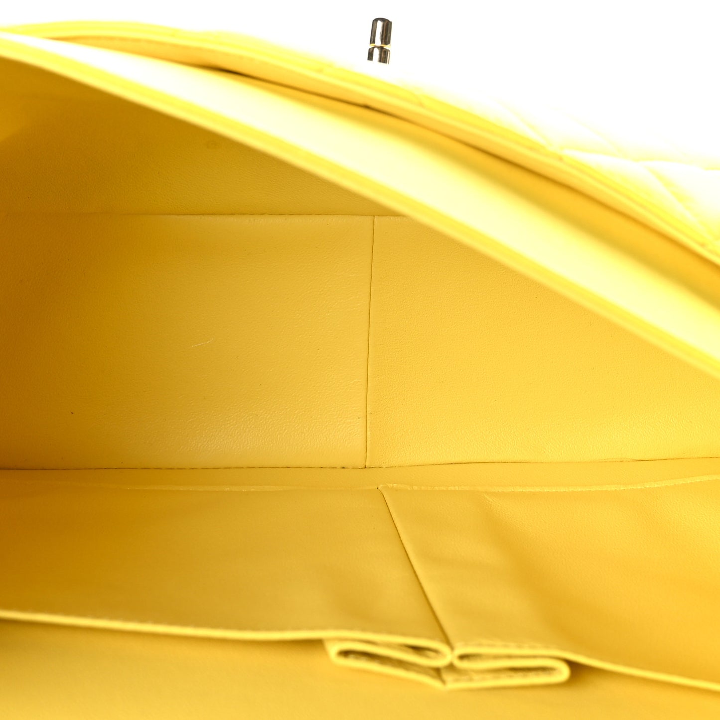Lambskin Quilted Jumbo Double Flap Yellow