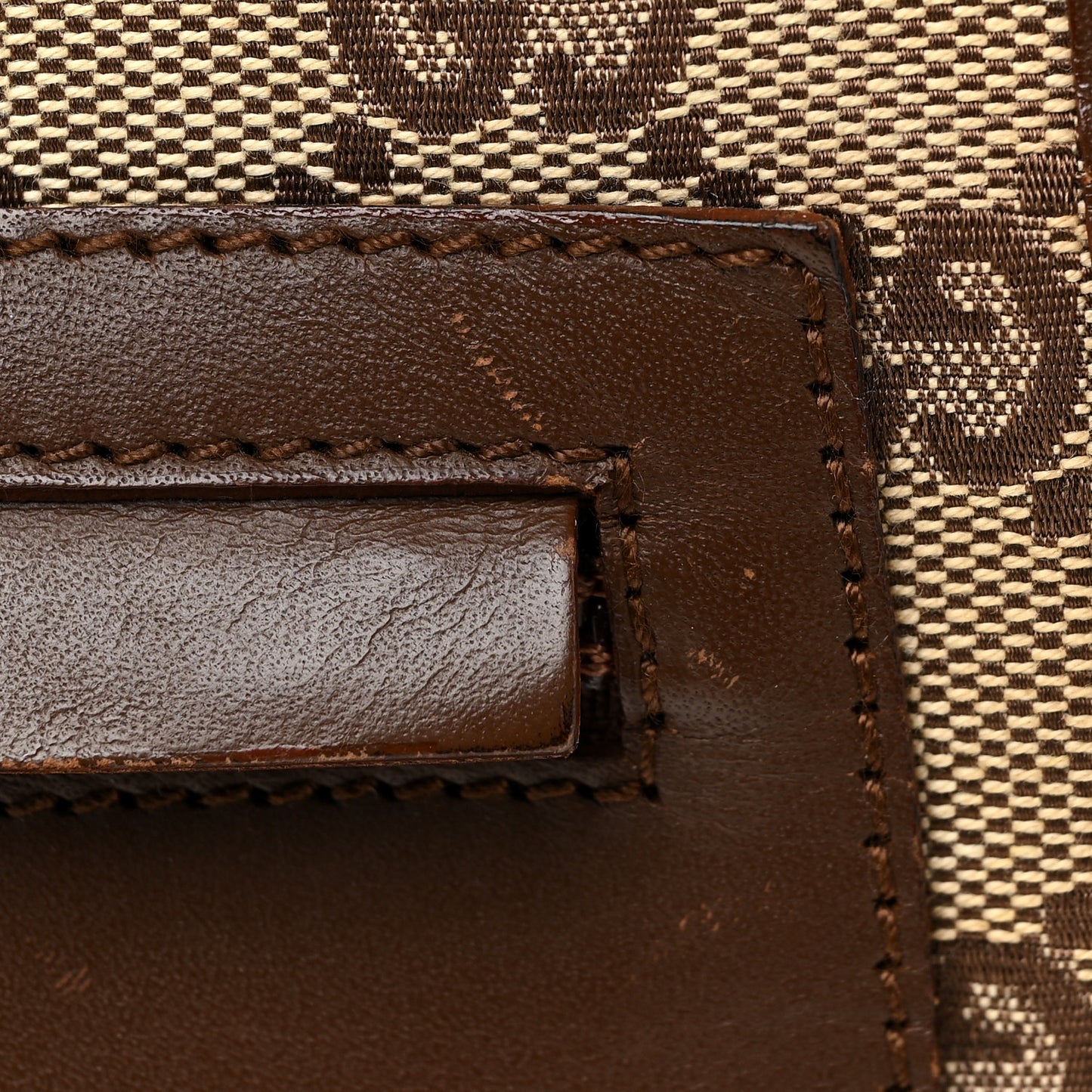 Monogram Flap Pocket Messenger Bag Beige Dark Brown