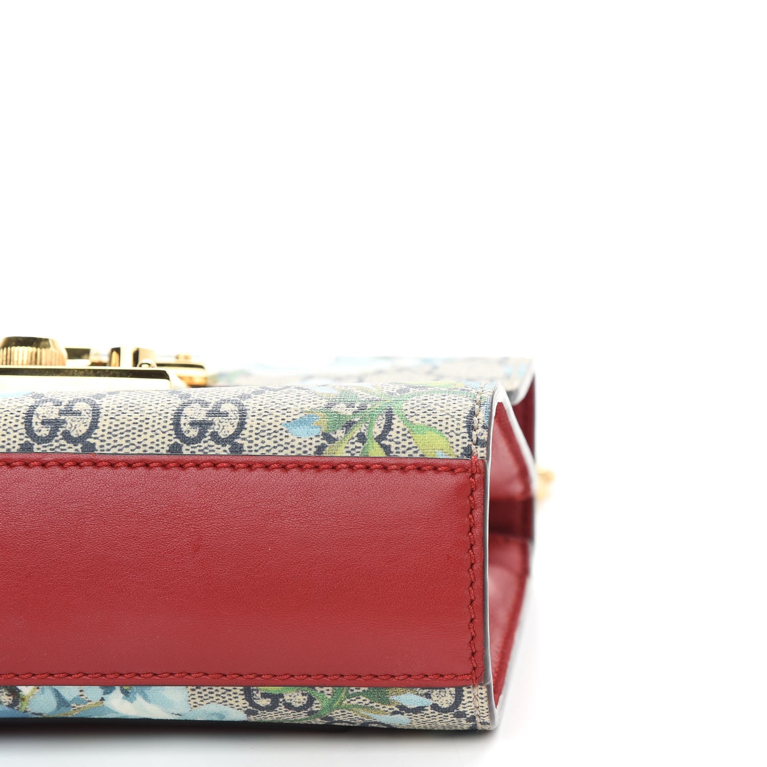 Gucci GG Supreme Monogram Blooms Small Padlock Shoulder Bag Beige Blue Navy Hibiscus Red 9 of 9