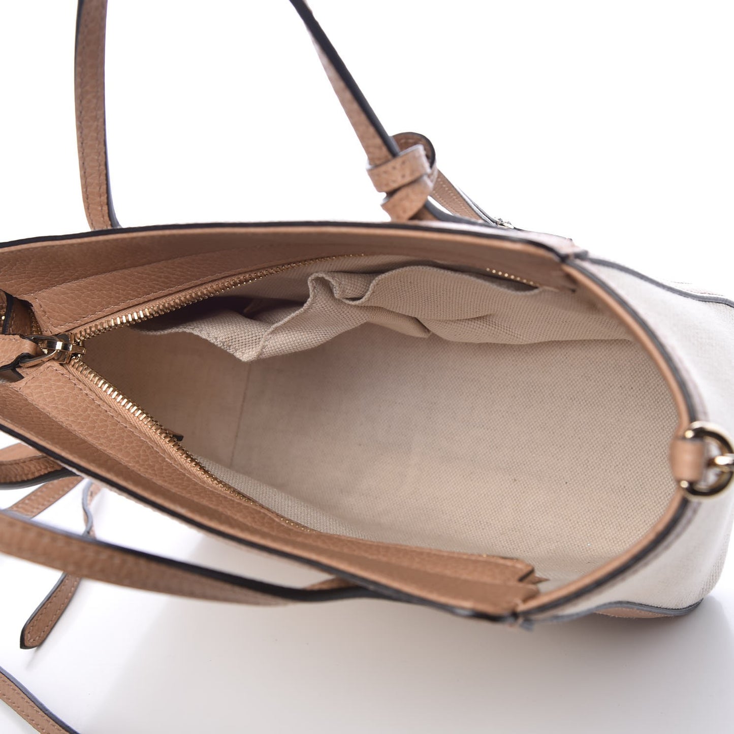 Linen Canvas Calfskin MIni Swing Top Handle Bag Natural