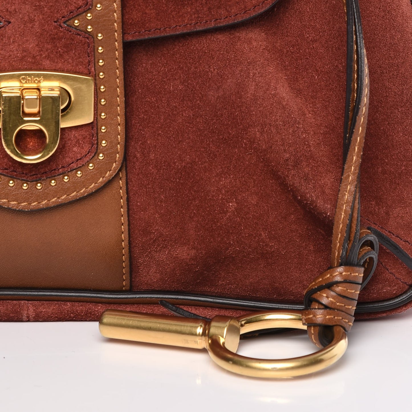 Suede Studded Small Lexa Shoulder Bag Saffron Red