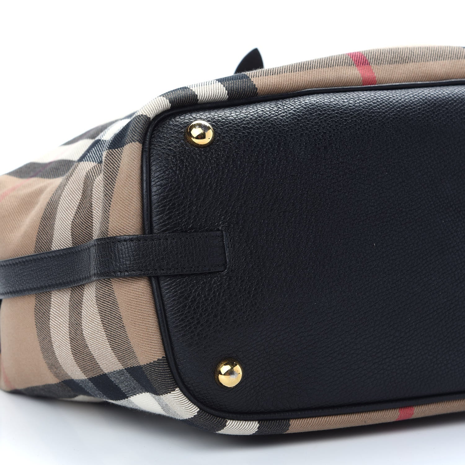 Burberry Grainy Calfskin House Check Medium Sycamore Hobo Black 6 of 7