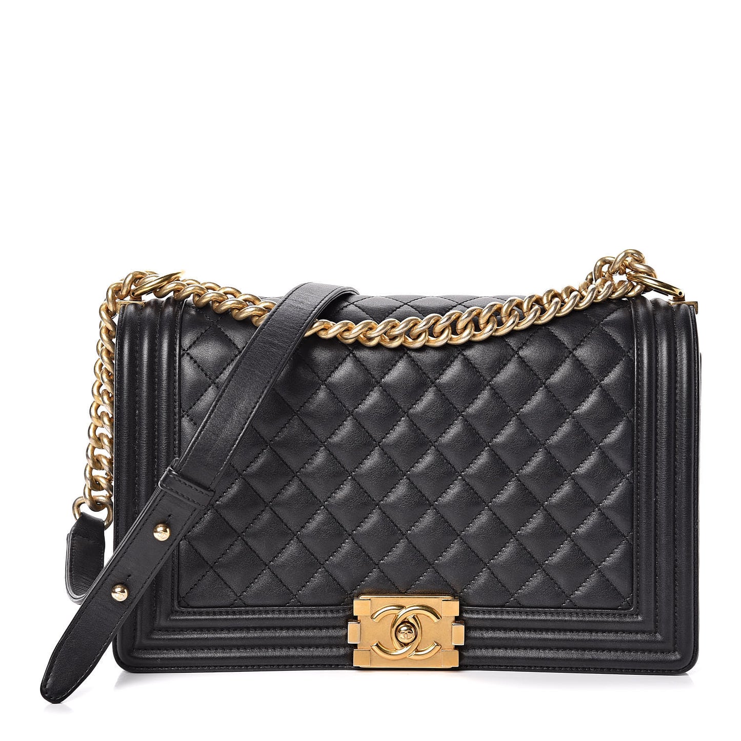 Calfskin Quilted New Medium Boy Flap Black