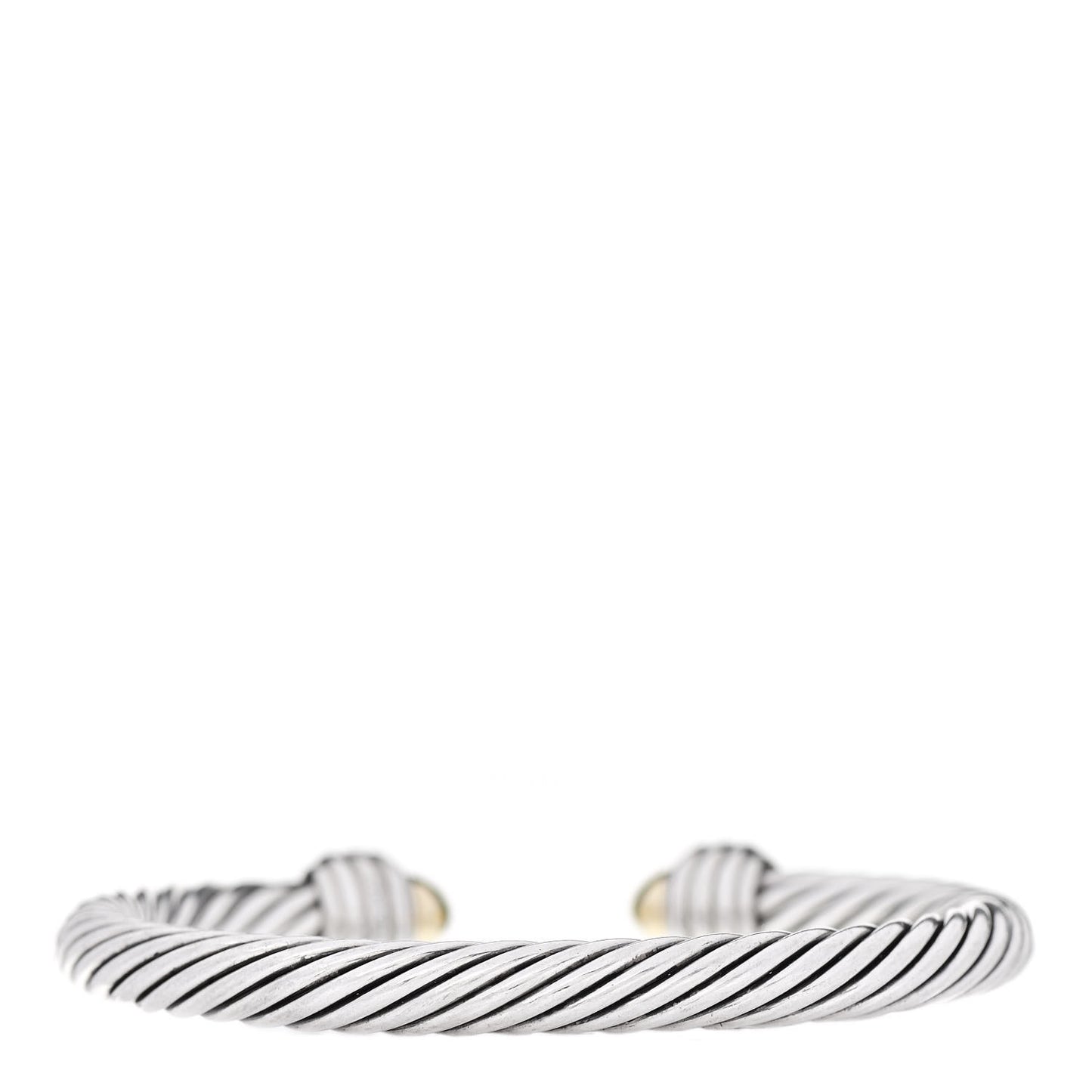 Sterling Silver 14K Yellow Gold Diamond 7mm Cable Classics Bracelet
