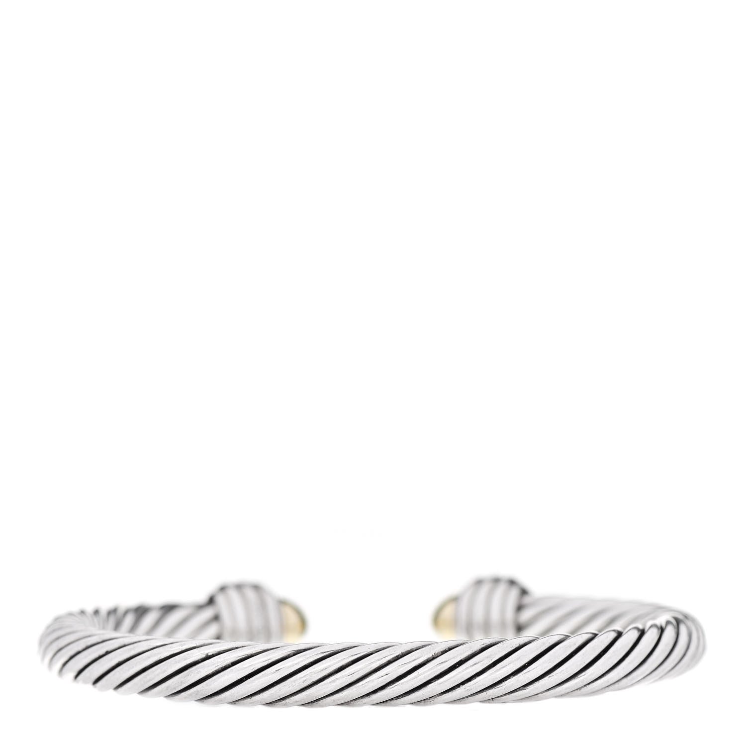 David Yurman Sterling Silver 14K Yellow Gold Diamond 7mm Cable Classics Bracelet 2 of 4
