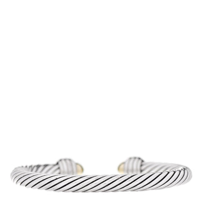 David Yurman Sterling Silver 14K Yellow Gold Diamond 7mm Cable Classics Bracelet 2 of 4