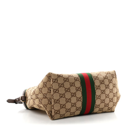 Gucci Monogram Web Small Giglio Tote Beige Dark Brown 5 of 10
