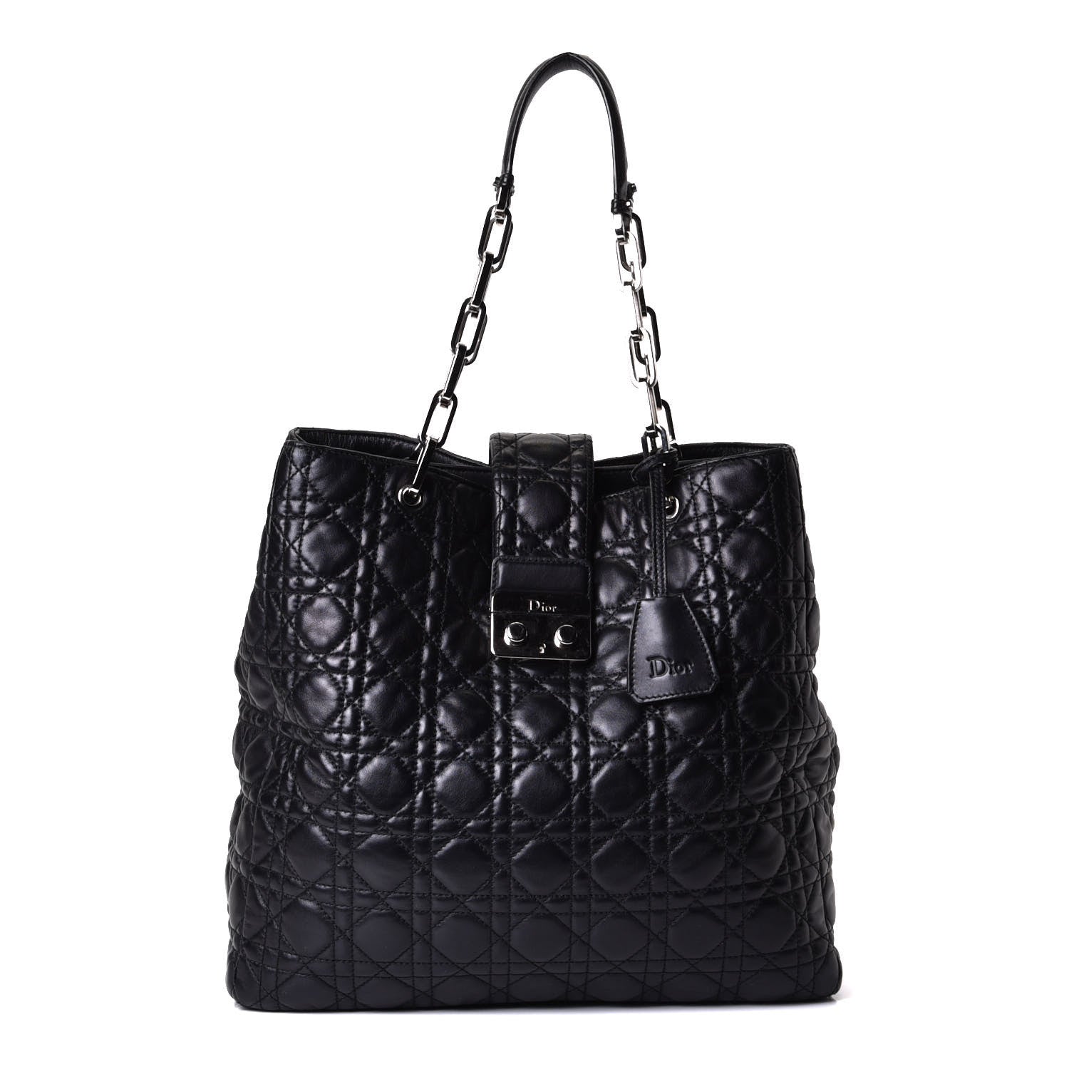 Christian Dior Lambskin Cannage Lock Tote Black 1 of 6