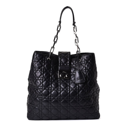 Christian Dior Lambskin Cannage Lock Tote Black 1 of 6