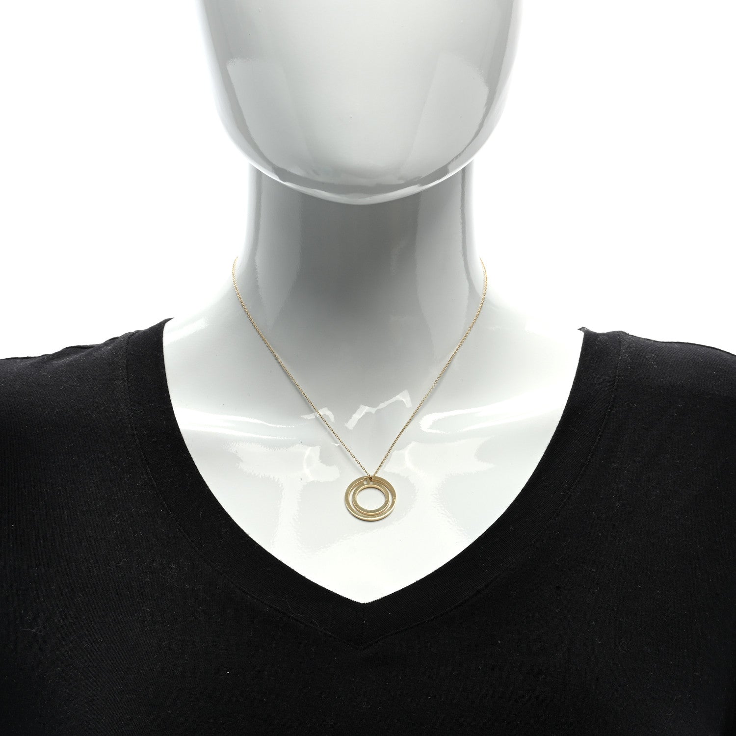 Tiffany 18K Yellow Gold T Circle Pendant Necklace 2 of 5