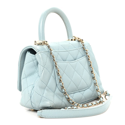 Chanel Caviar Quilted Extra Mini Coco Handle Flap Light Blue 3 of 11