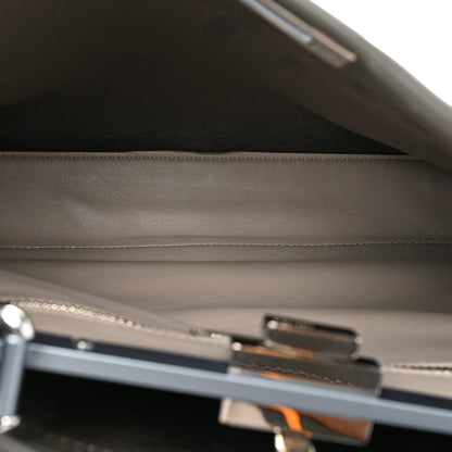 Fendi Vitello Seta Shiny Nappa Medium Peekaboo Iconic Satchel Carbone Grigio Polvere 6 of 12