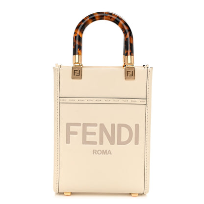 Fendi Vitello King Plexiglass Logo Embossed Mini Fendi Sunshine Shopper Tote White Ice 1 of 9