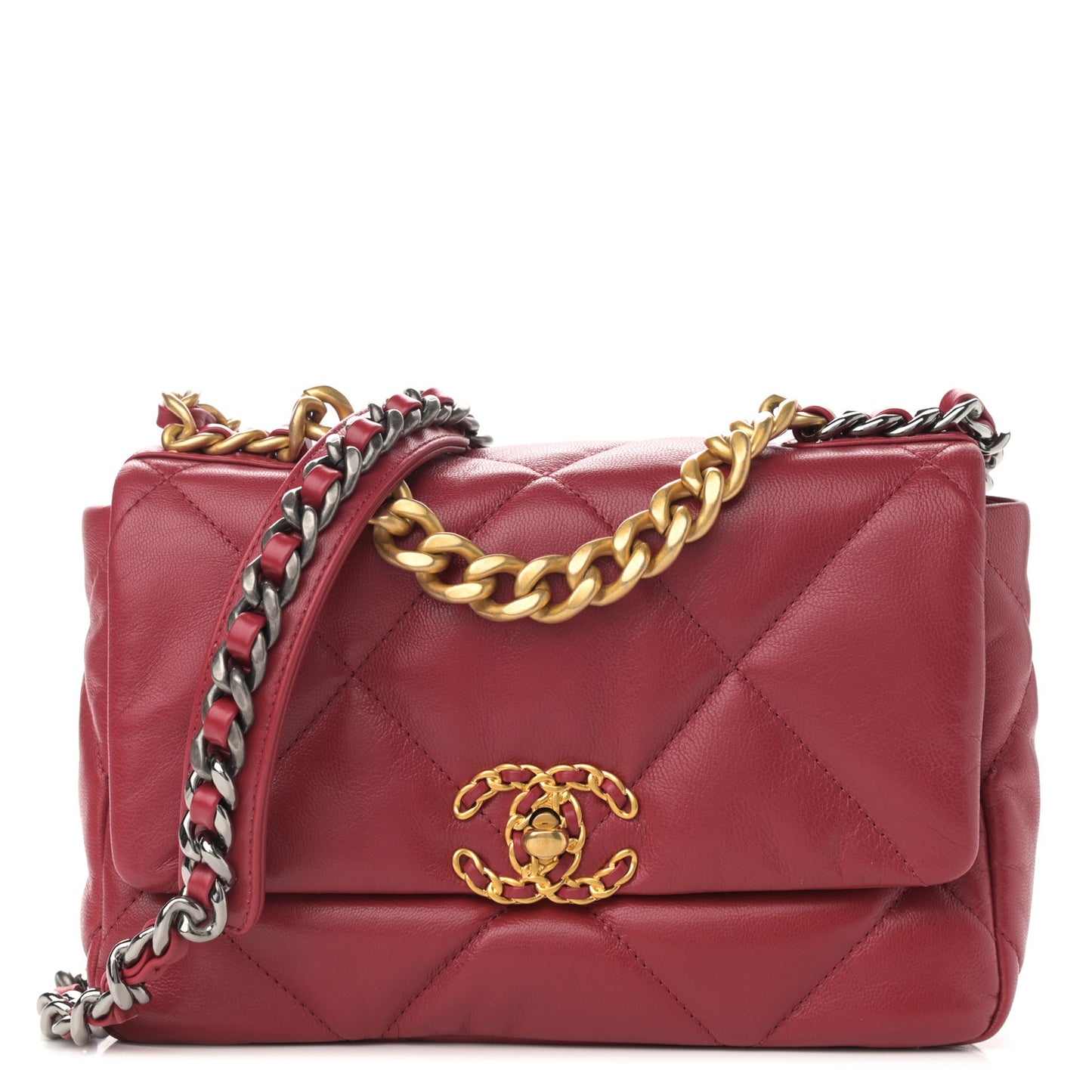 Goatskin Quilted Medium Chanel 19 Flap Dark Pink