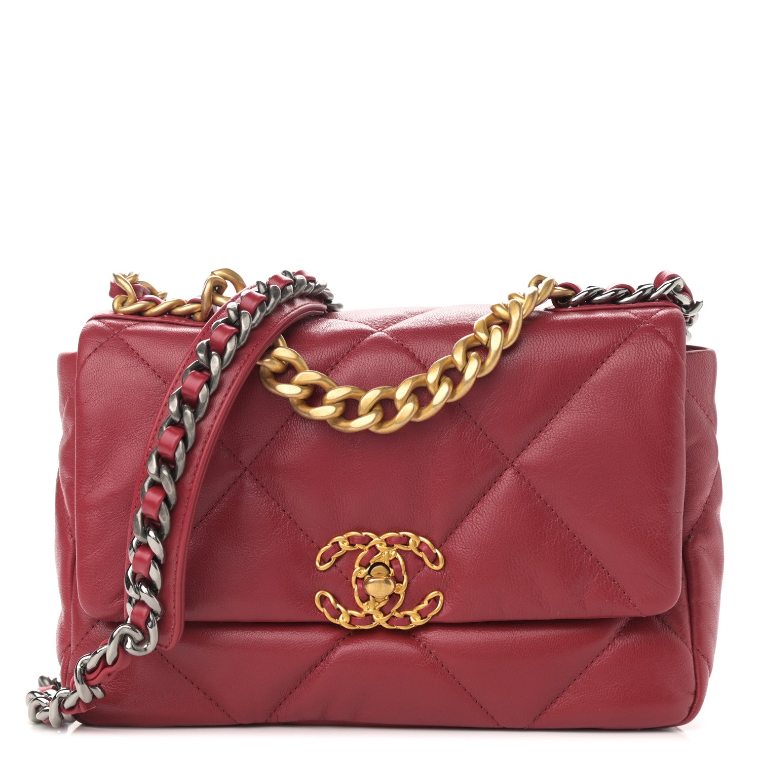 Chanel Goatskin Quilted Medium Chanel 19 Flap Dark Pink 1 of 11