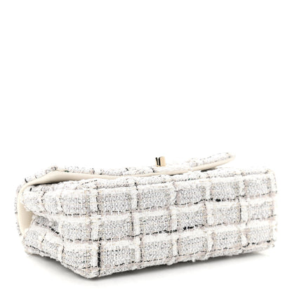 Chanel Tweed Quilted Mini Rectangular Flap White Grey 4 of 11