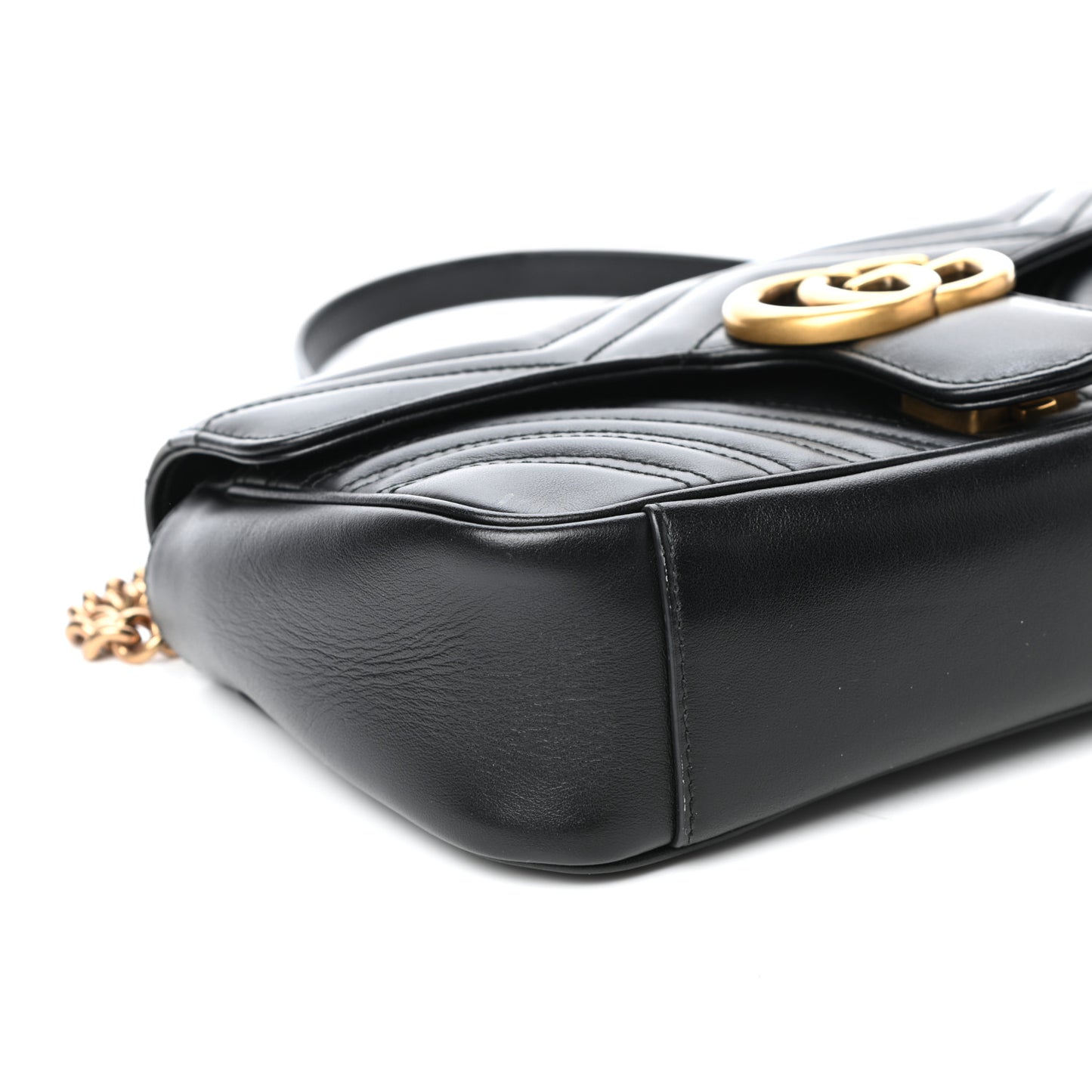 Calfskin Matelasse Small GG Marmont Shoulder Bag Black