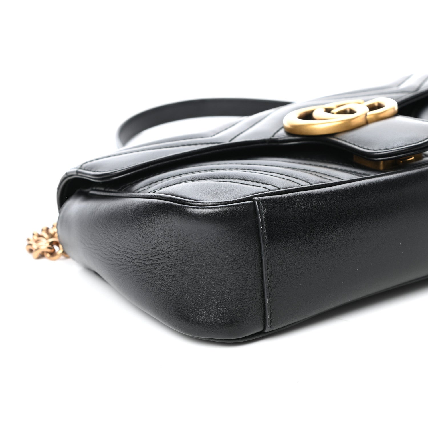 Gucci Calfskin Matelasse Small GG Marmont Shoulder Bag Black 8 of 10