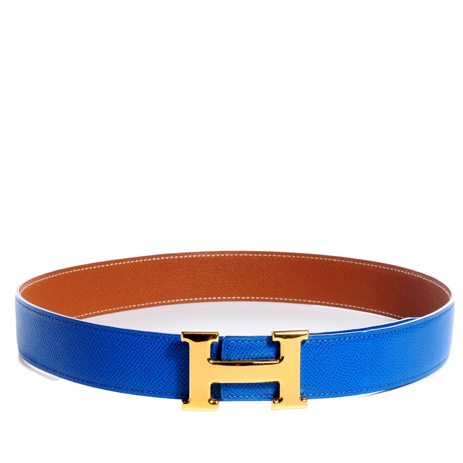 Hermes Courchevel Reversible Polished Constance 32mm H Belt 70 Bleu France Gold 1 of 6