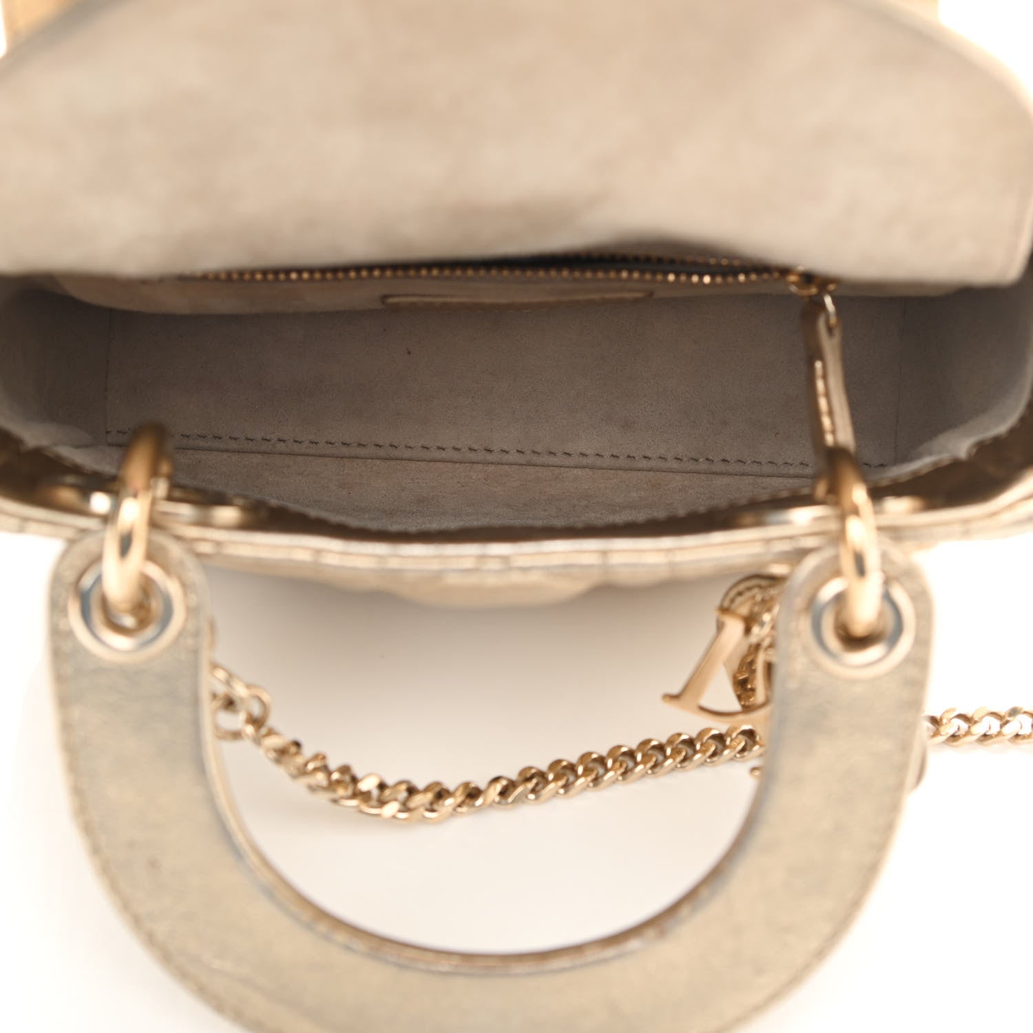 Christian Dior Metallic Lambskin Cannage Mini Lady Dior Gold 5 of 16