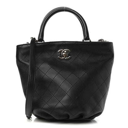 Chanel Lambskin Stitched Small Shopping Tote Black 1 of 11