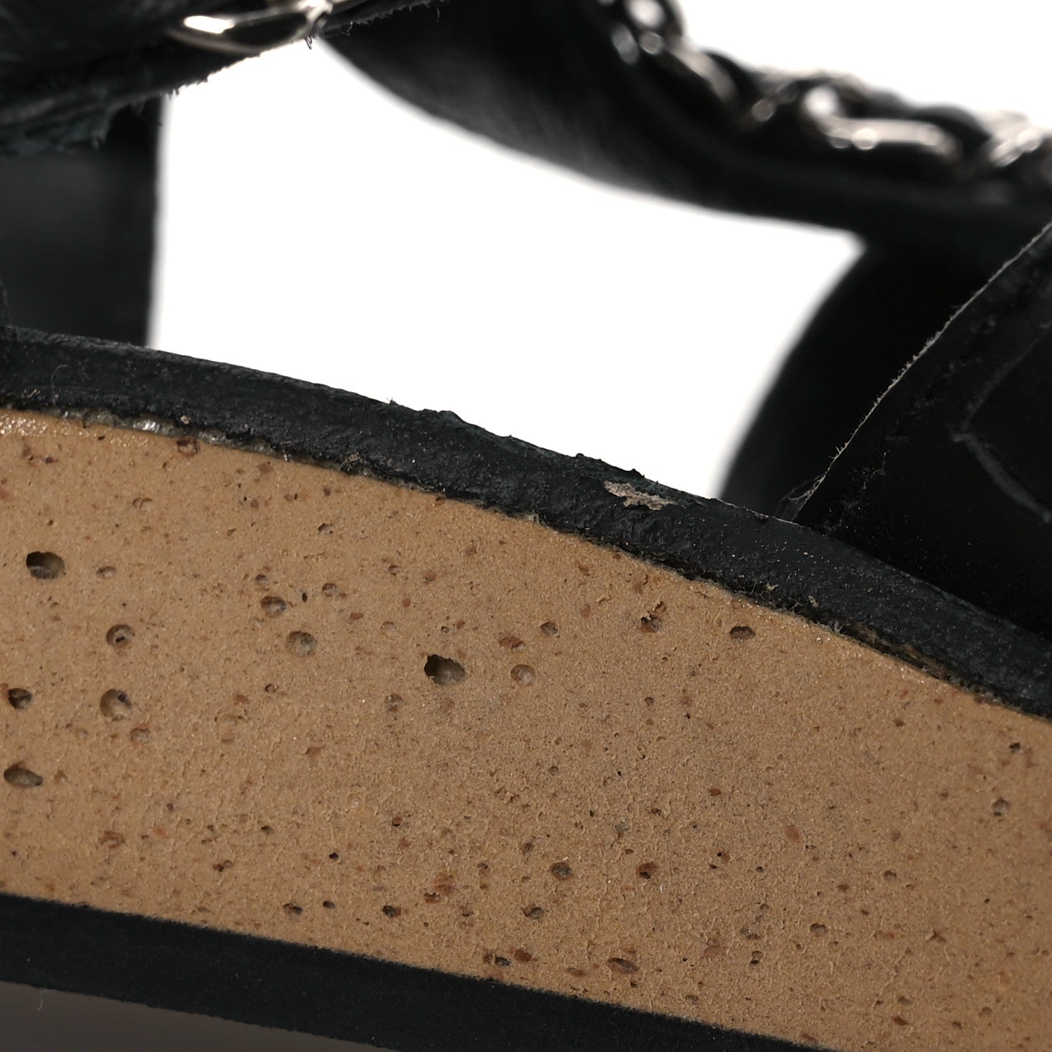 Chanel Lambskin Chain Sandals 35 Black 14 of 15